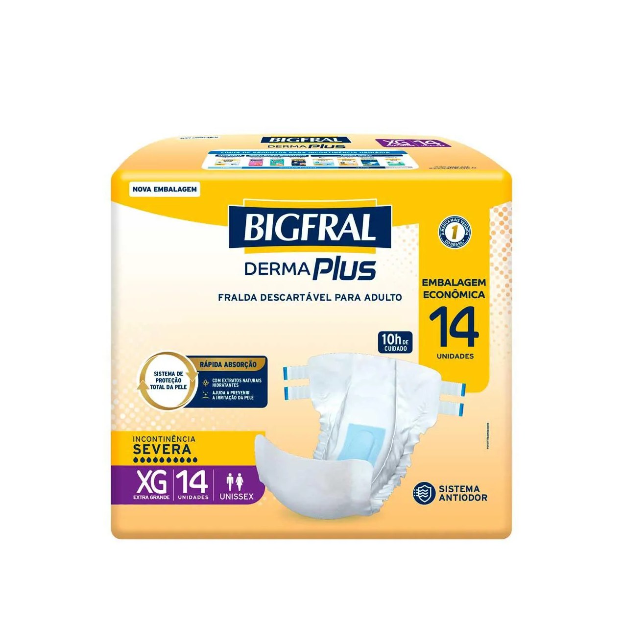 Fralda Geriátrica Unissex Bigfral Derma Plus XG Absorção Intensa 14 unidades