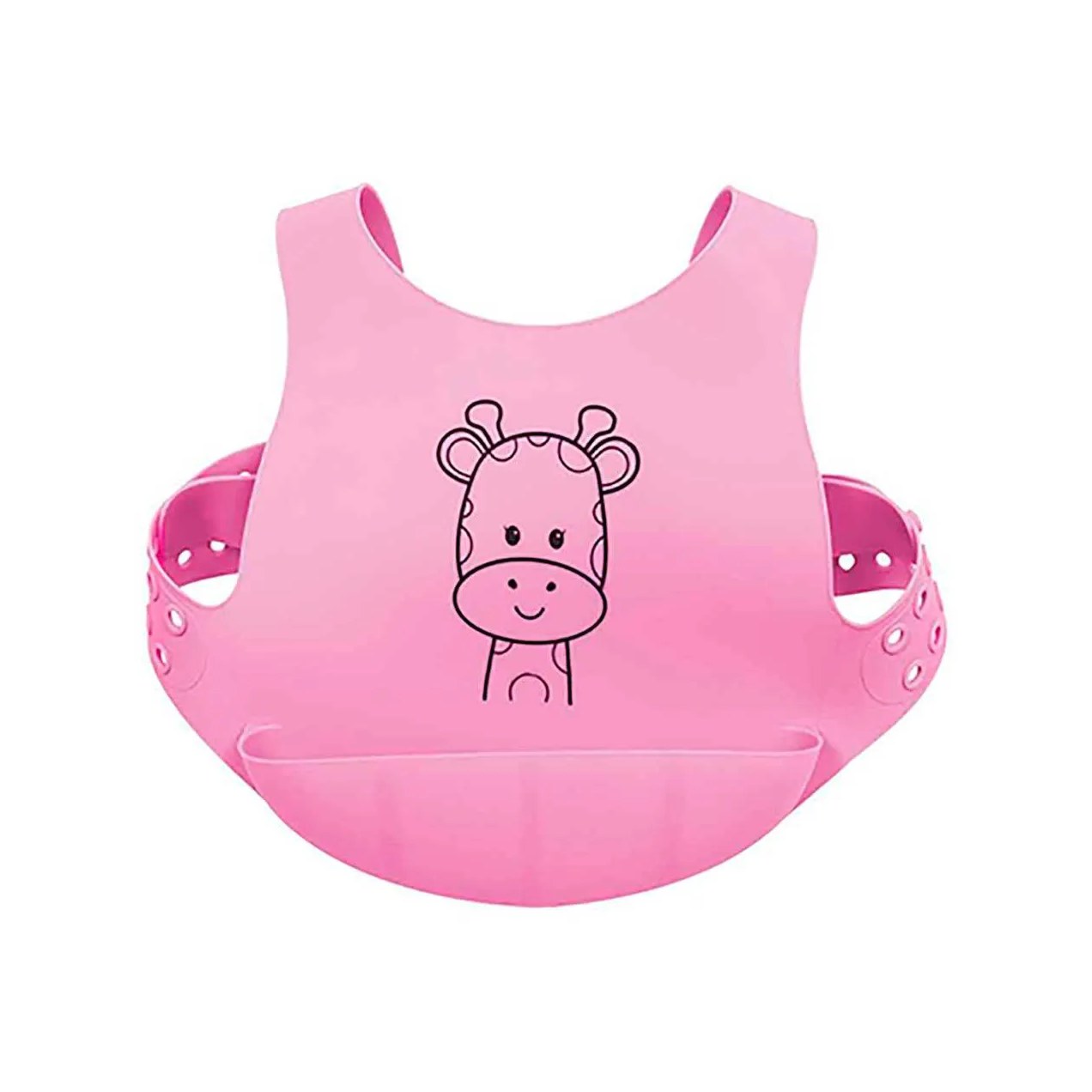 Babador de Silicone com Cinto e Pega Migalhas Buba Rosa Girafinha 1 unidade