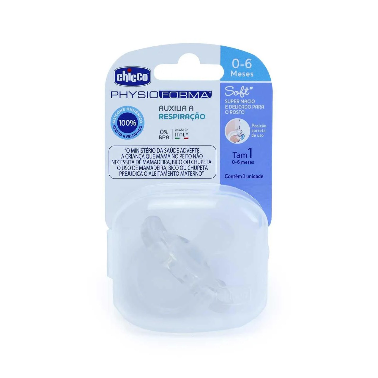 Chupeta Chicco Physio Forma Soft 0 - 6 Meses Transparente com 1 unidade