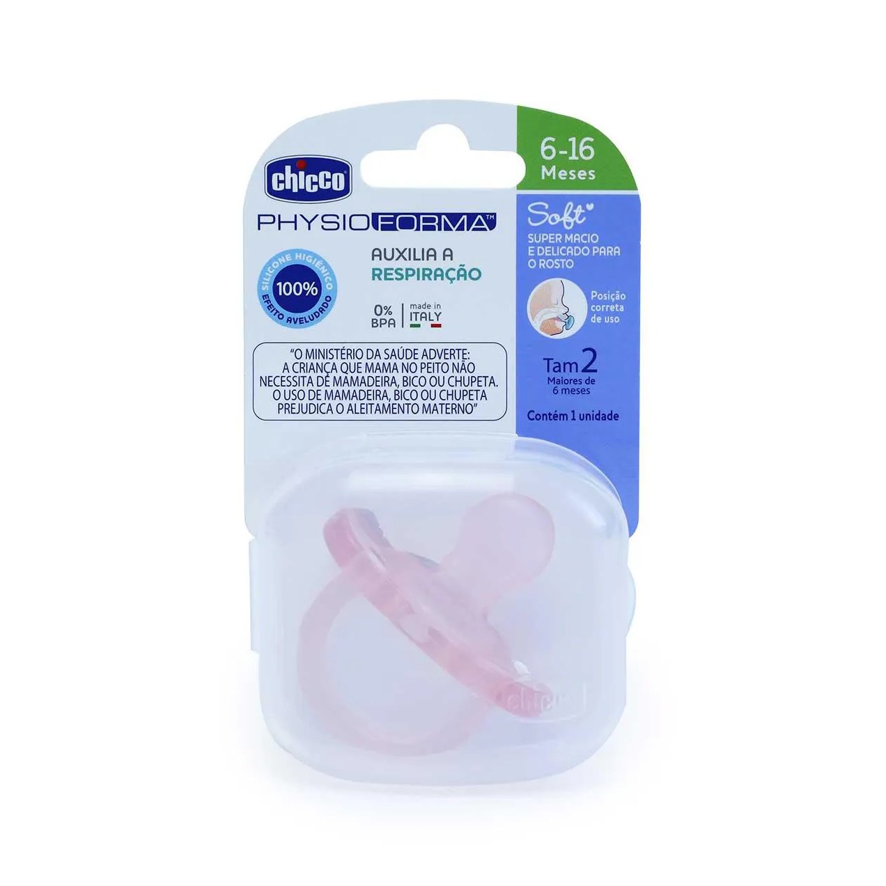 Chupeta Chicco Physio Forma Soft Tamanho 2 Rosa Claro - 1 unidade