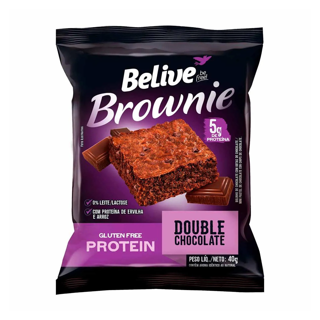 Brownie Protein Belive Double Chocolate Sem Glúten e Lactose com 40g