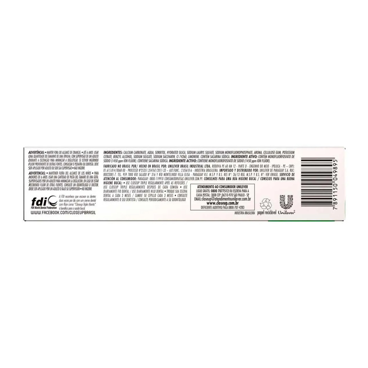 Creme Dental Closeup Triple Menta 150g