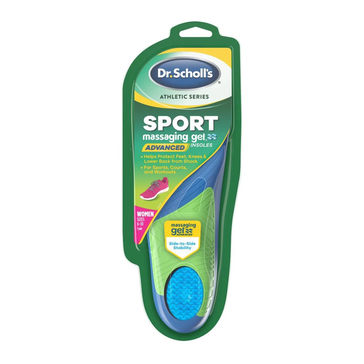 Palmilha de gel Dr Scholls Athletic Series Sport Women Azul Transparente 1 par