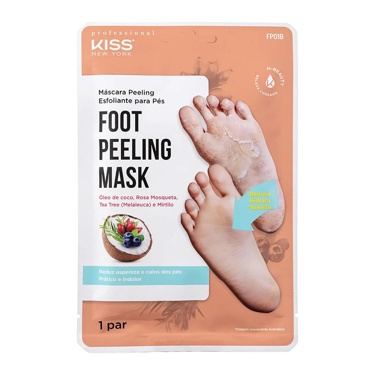 Máscara Esfoliante para os Pés Kiss Foot Peeling Mask 1 par