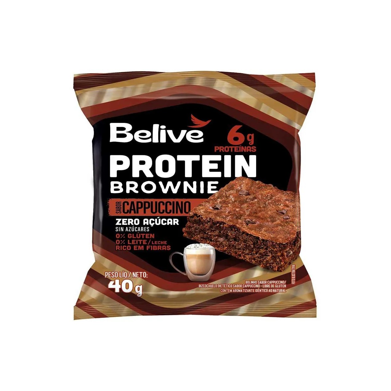 Brownie Belive Protein Cappuccino Zero Açúcar, Glúten e Lactose 40g