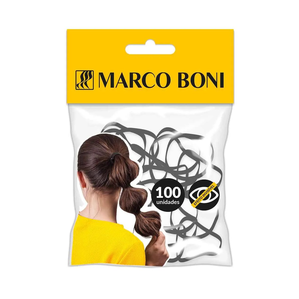 Elástico de Cabelo Marco Boni Soft Preto 100 unidades
