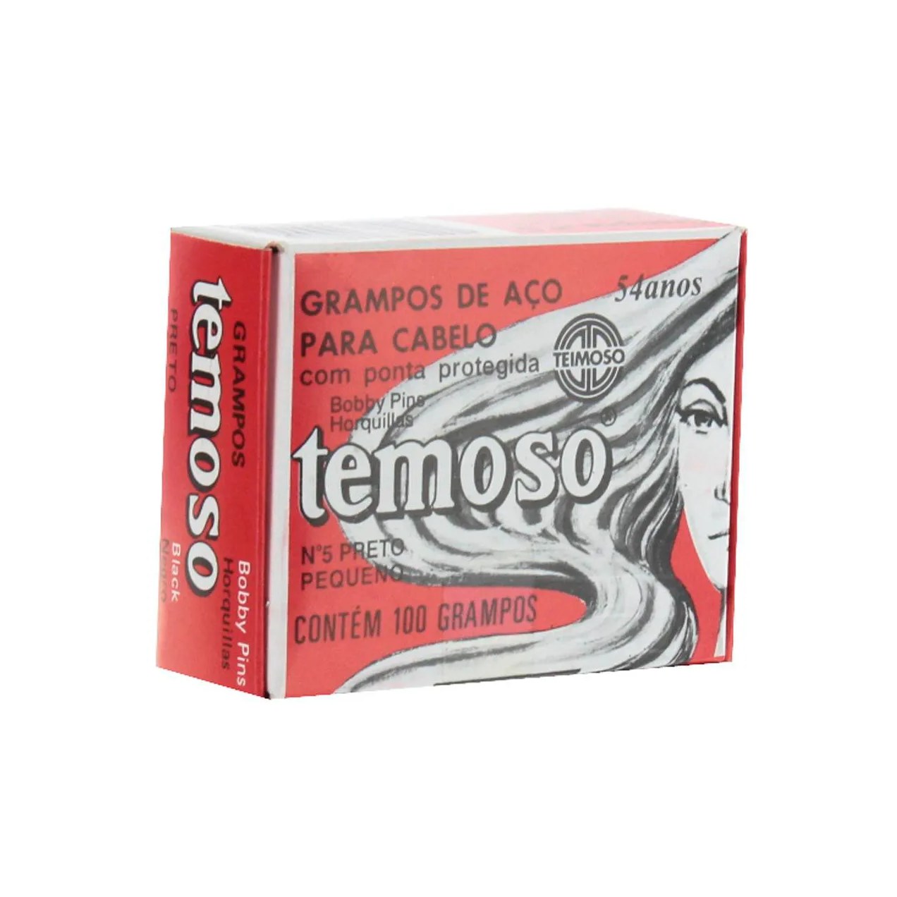 Grampo de Cabelo Temoso Preto N5 - 100 unidades