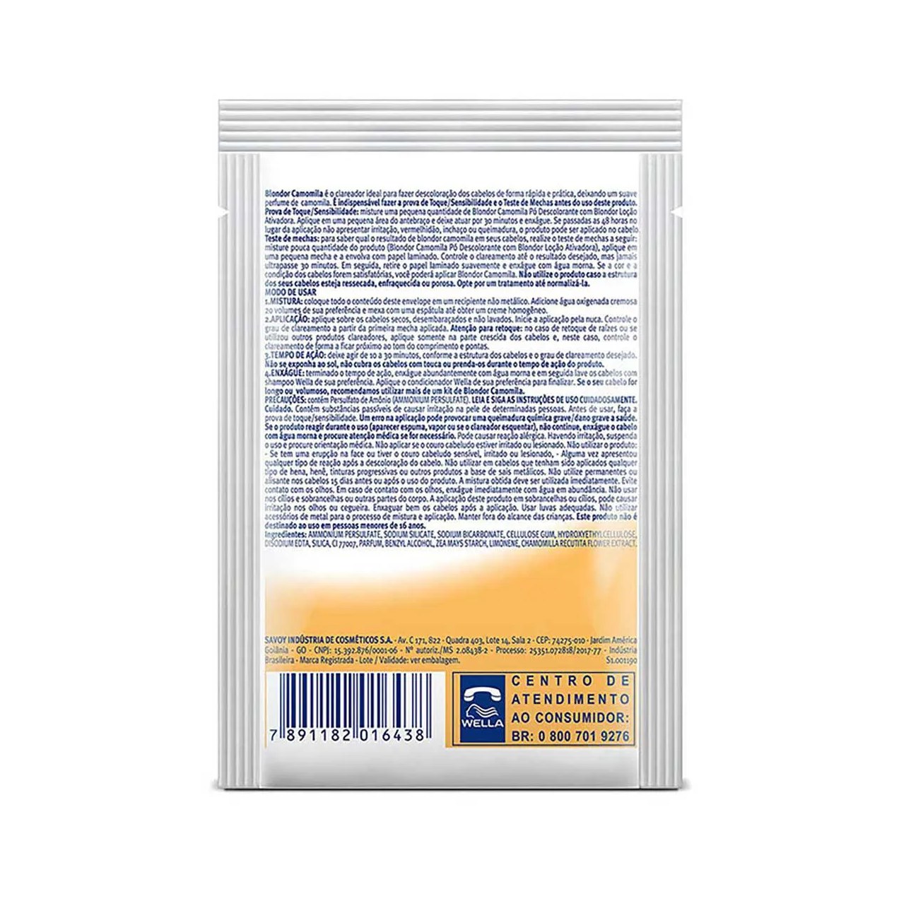 Kit Clareador de Cabelos Blondor Camomila e Manzanilla com 1 sachê de pó descolorante + 1 frasco de loção ativadora + 1 tigela plástica + 1 espátula