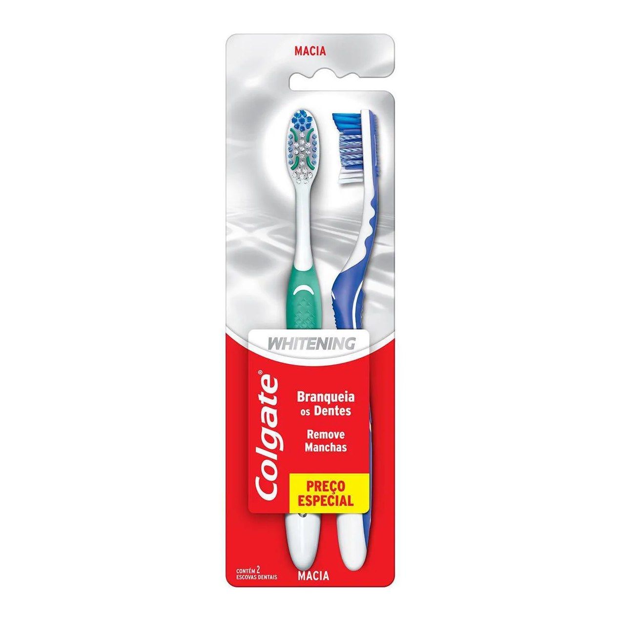 Escova de Dente Colgate Whitening Macia Cabeça Compacta com 2 Unidades