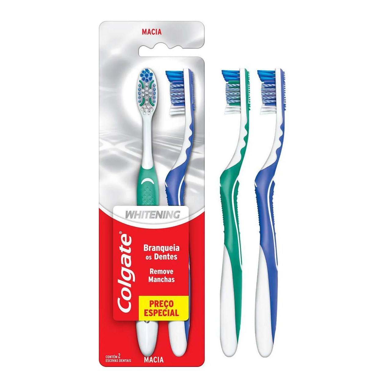 Escova de Dente Colgate Whitening Macia Cabeça Compacta com 2 Unidades