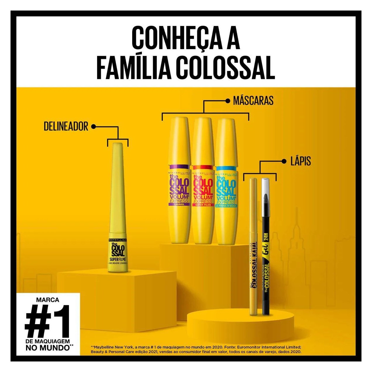 Máscara de Cílios Maybelline The Colossal Volum' Express à Prova D'água Preto 9,2ml
