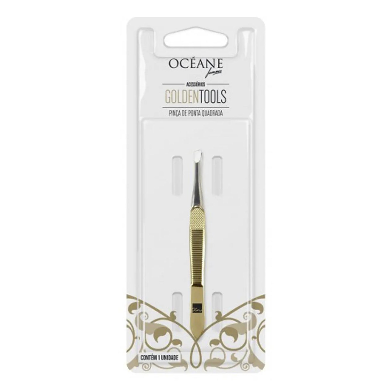 Pinça de Ponta Quadrada Océane Golden Tools Inox com 1 unidade