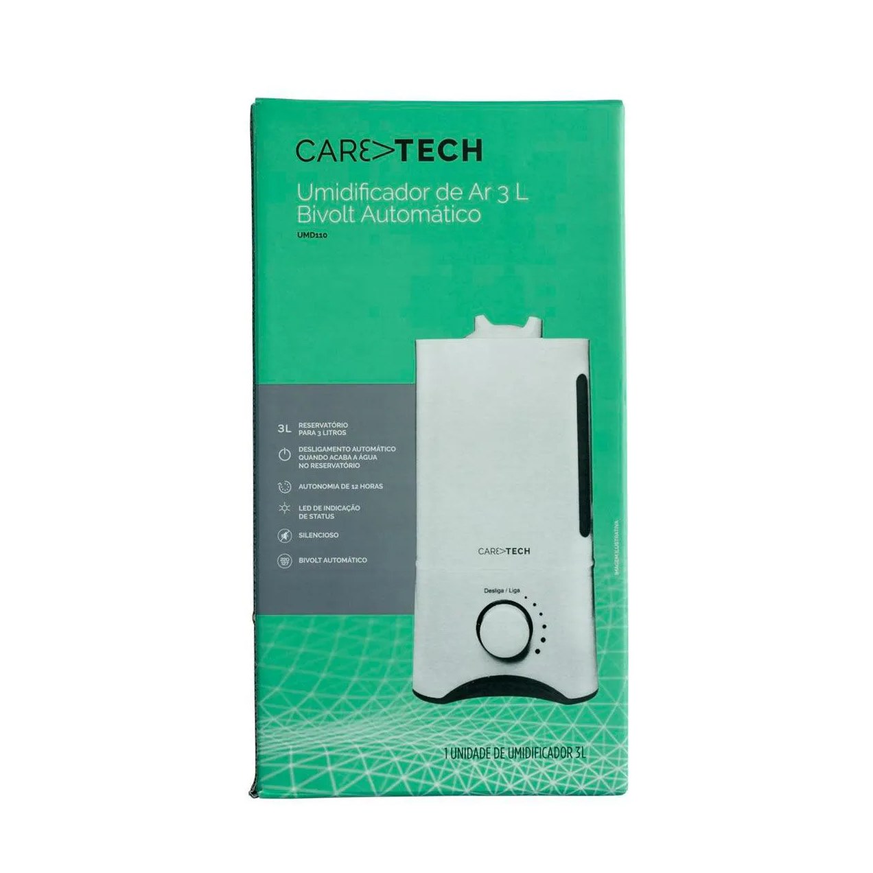 Umidificador de Ar Bivolt Automático Caretech UMD110 3L