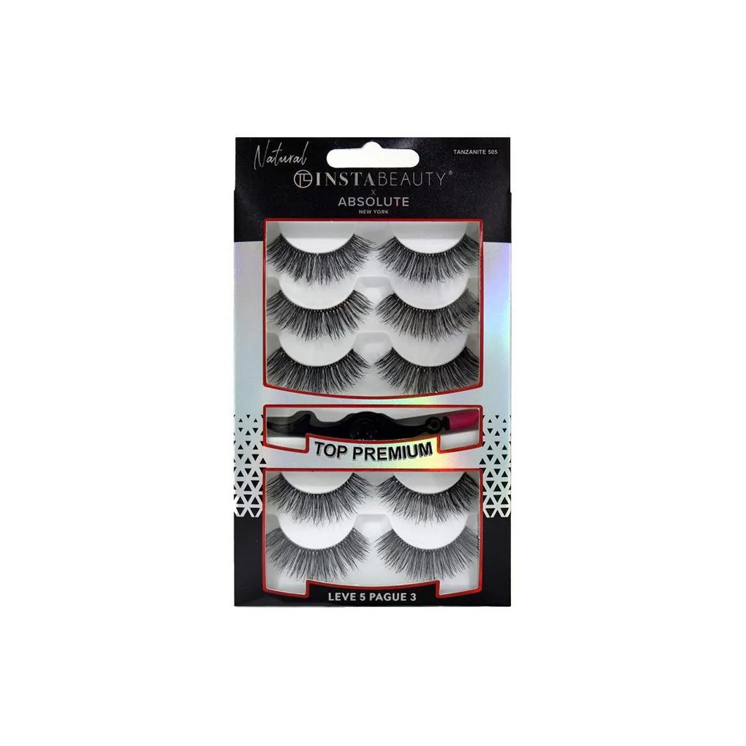 Absolute New York Pack Tanjanite 505 Cílios Postiços Longo Natural Preto 5 Pares