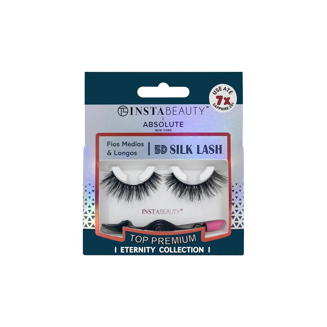 Absolute New York Eternity 5d Silk Lash Sapphire 201 Cílios Postiços Sintético Volumoso Preto 1 Par