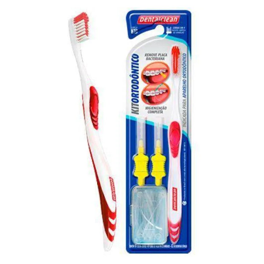 Kit Dentalclean 1 Escova Dental + 2 Interdentais Cônicas E 1 Caixa de Passa Fio com 25 unidades