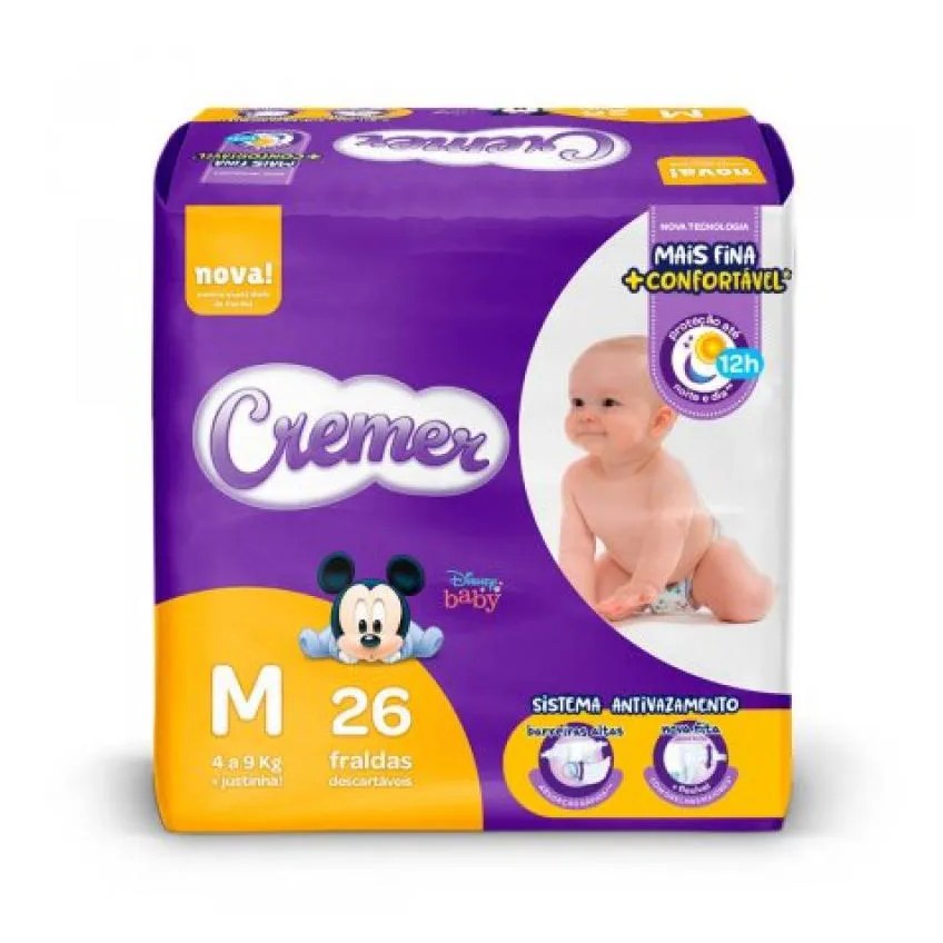 Fralda Cremer Disney Baby M 26 unidades