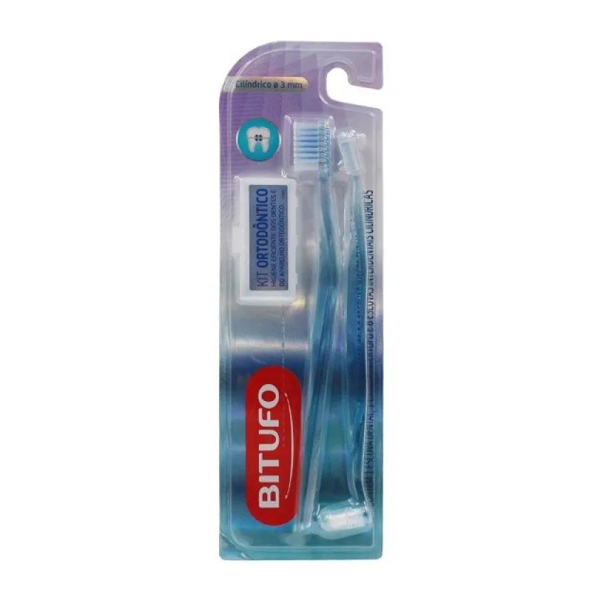 Kit 1 Escova Dental 1 Escova Intertufo E 6 Escovas Interdentais Cilíndricas 3mm Bitufo