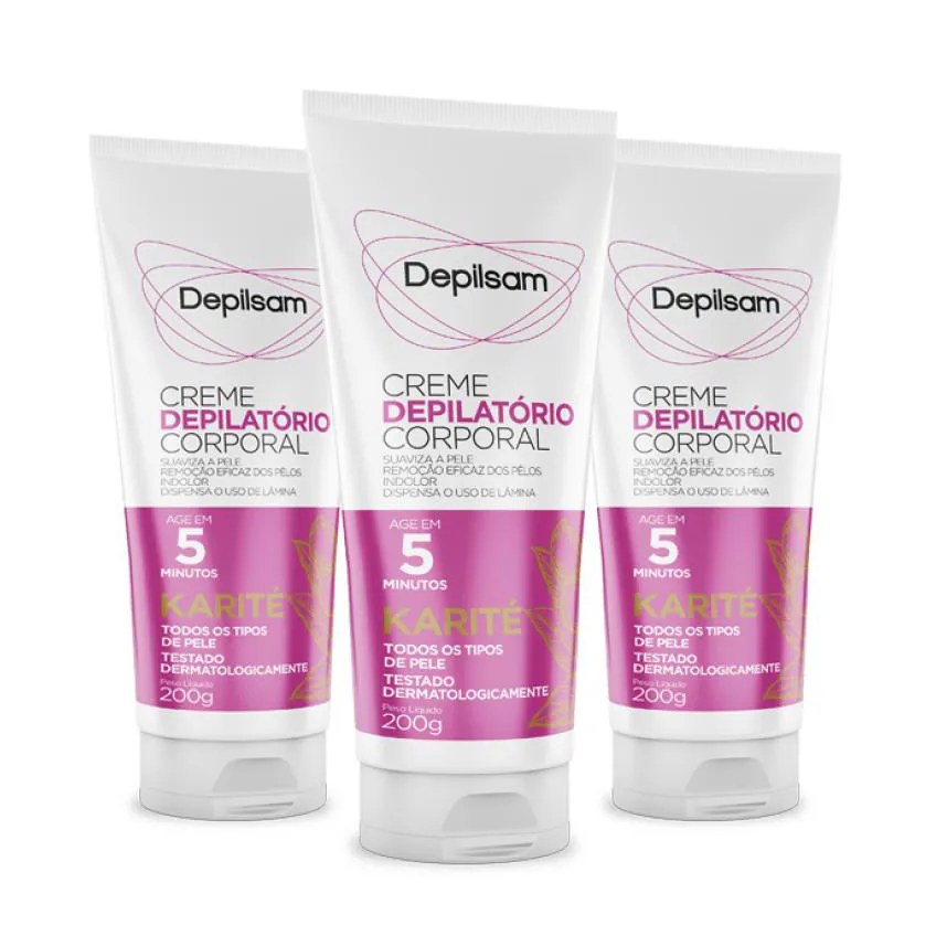 Kit Creme Depilatório Corporal Depilsam Karité 200g com 3 Unidades