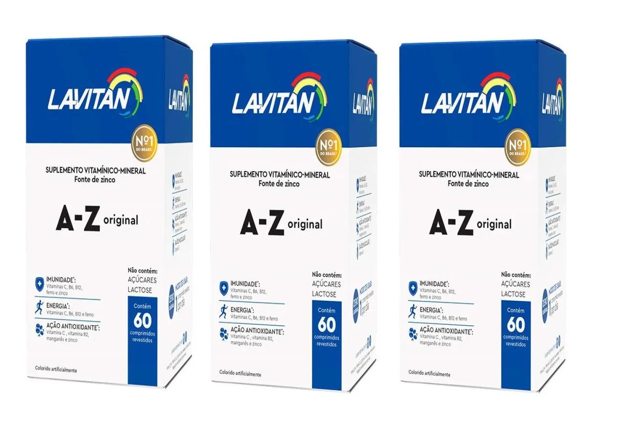 Kit 3 Lavitan A-z Homem 60cps Revestidos - Cimed