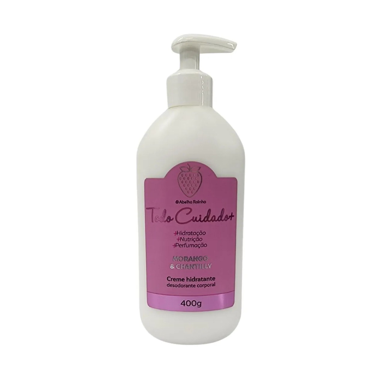 Creme hidratante corporal morango e chantilly todo cuidado mais abelha rainha 400g