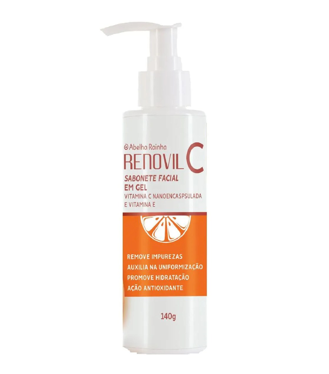 Sabonete facial em gel vitamina c nanoencapsulada e vitamina e renovil c abelha rainha 140ml