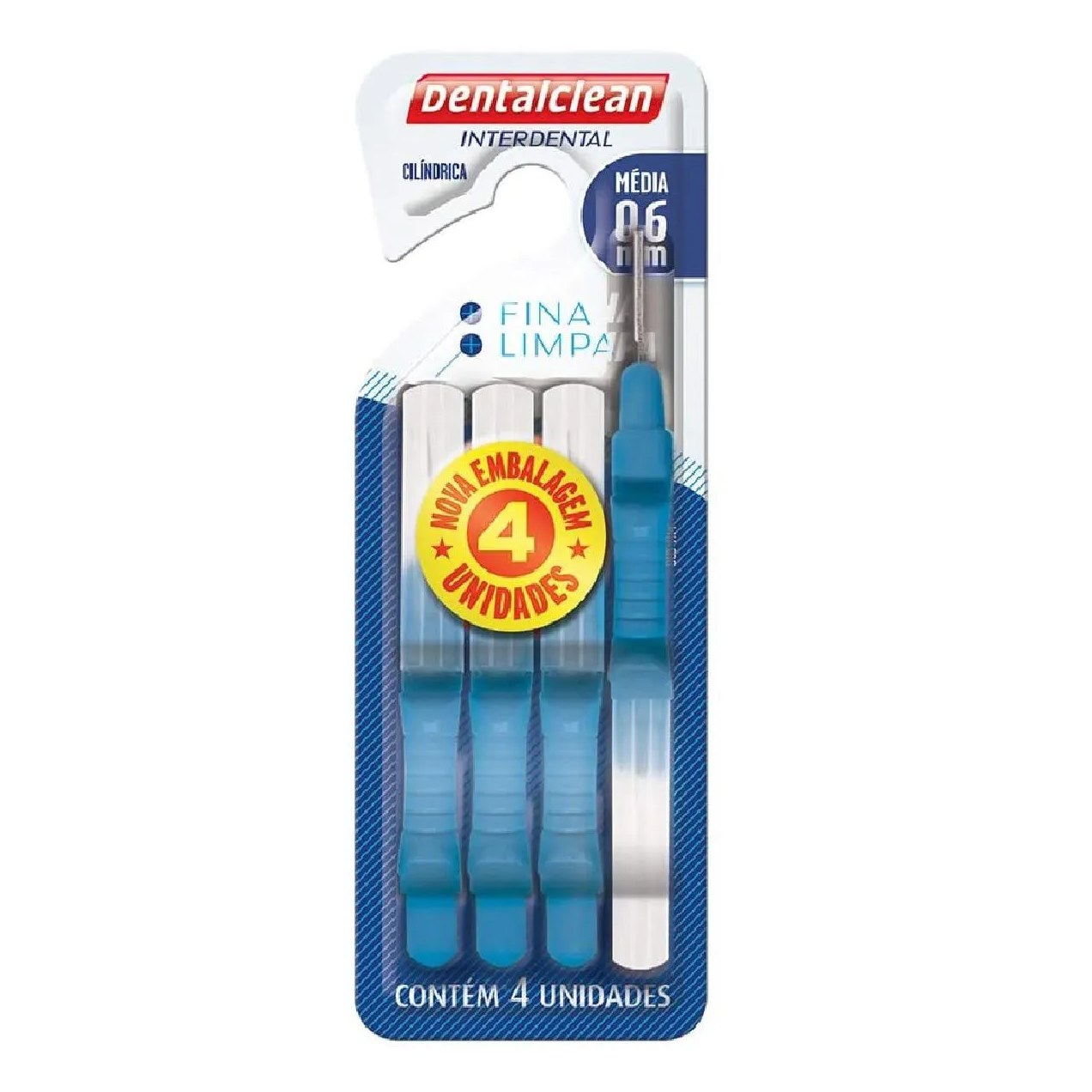 Escova de Dente Interdental Cilíndrica Média 0.6mm Dentalclean 4 unidades