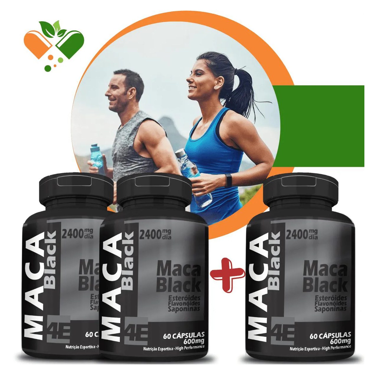 Compre 2 Leve 3 Potes Maca Black 600mg 60 cápsulas