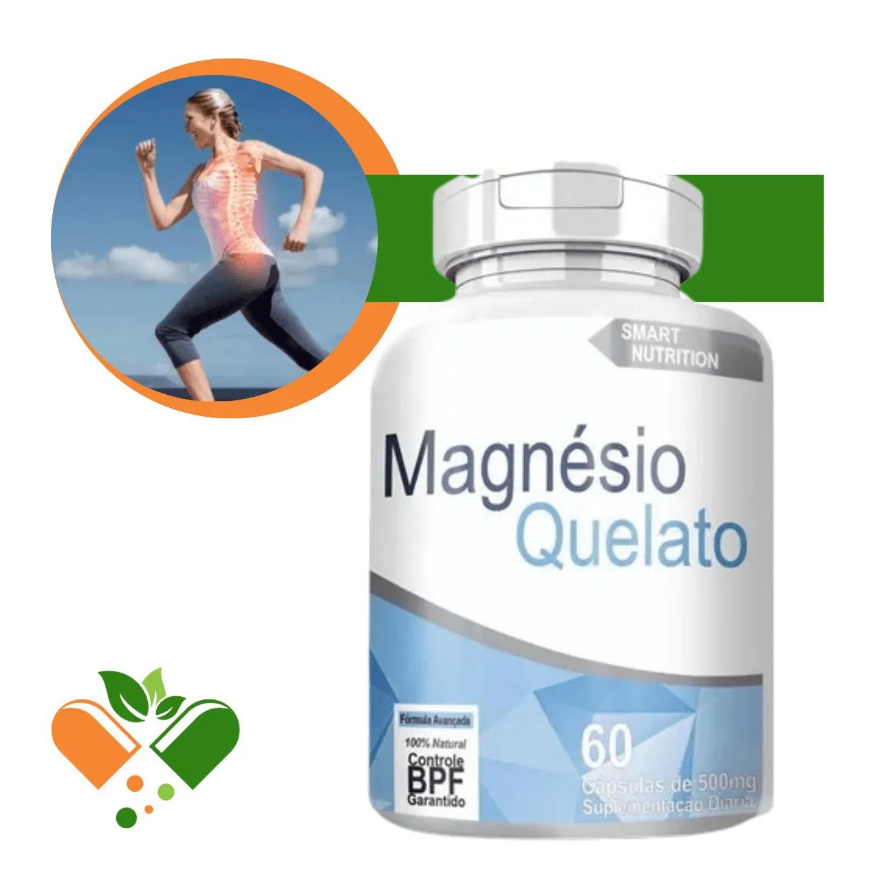 Magnésio Quelato Smart Nutrition 500mg 60 cápsulas