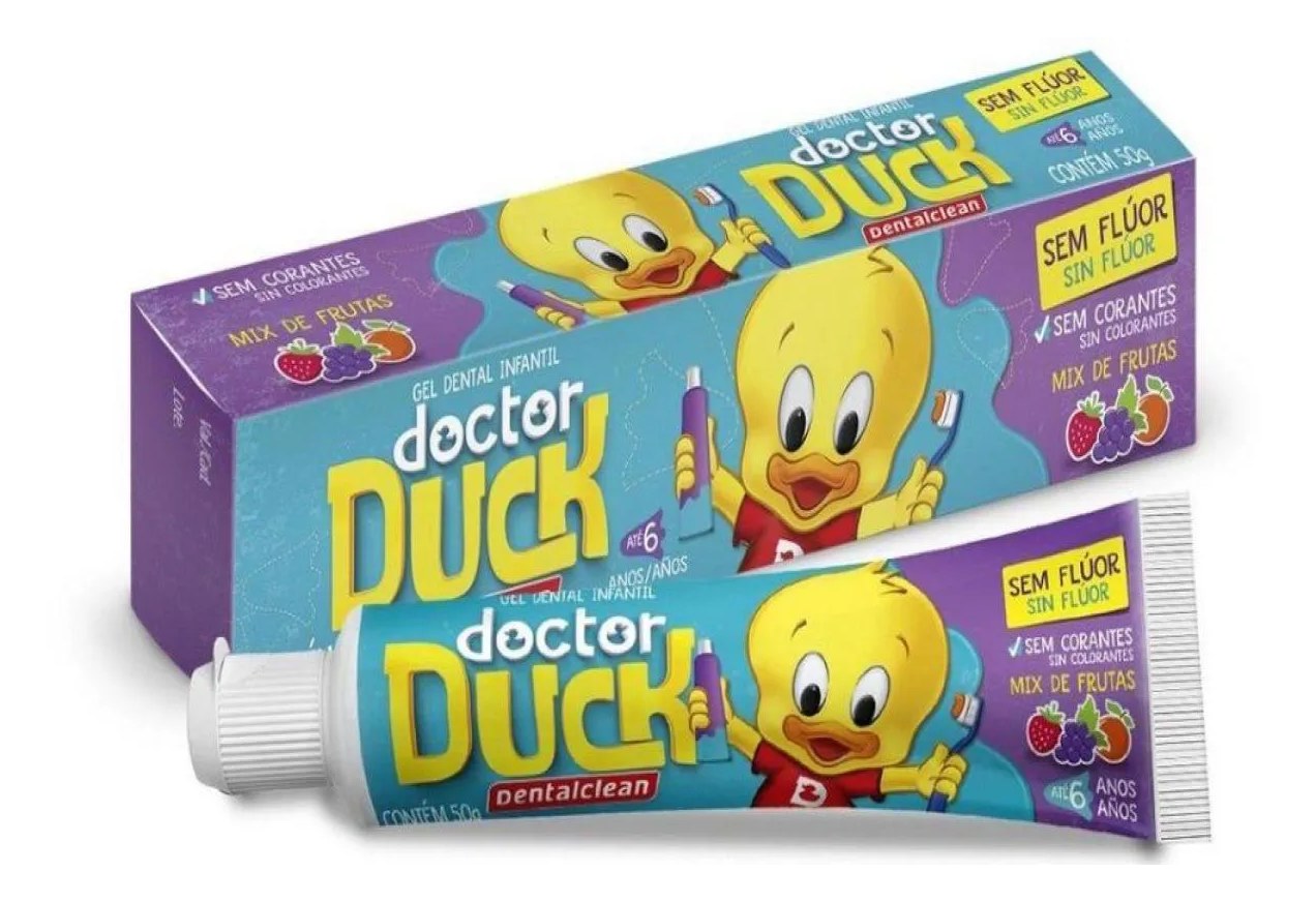 Gel Dental Doctor Duck sem Fluor Mix de Frutas 0a5 Anos50g