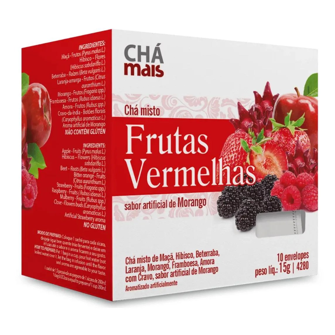 Clinicmais Chá Frutas Vermelhas Morango 10 Sachês 15g - Chá Mais
