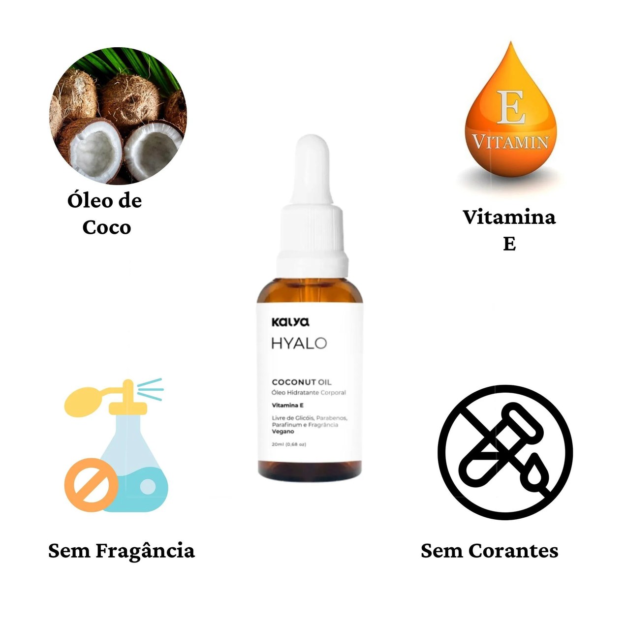 3 Oleo de Coco Cuidado Intimo Puro sem Perfume Hyalo Coconut