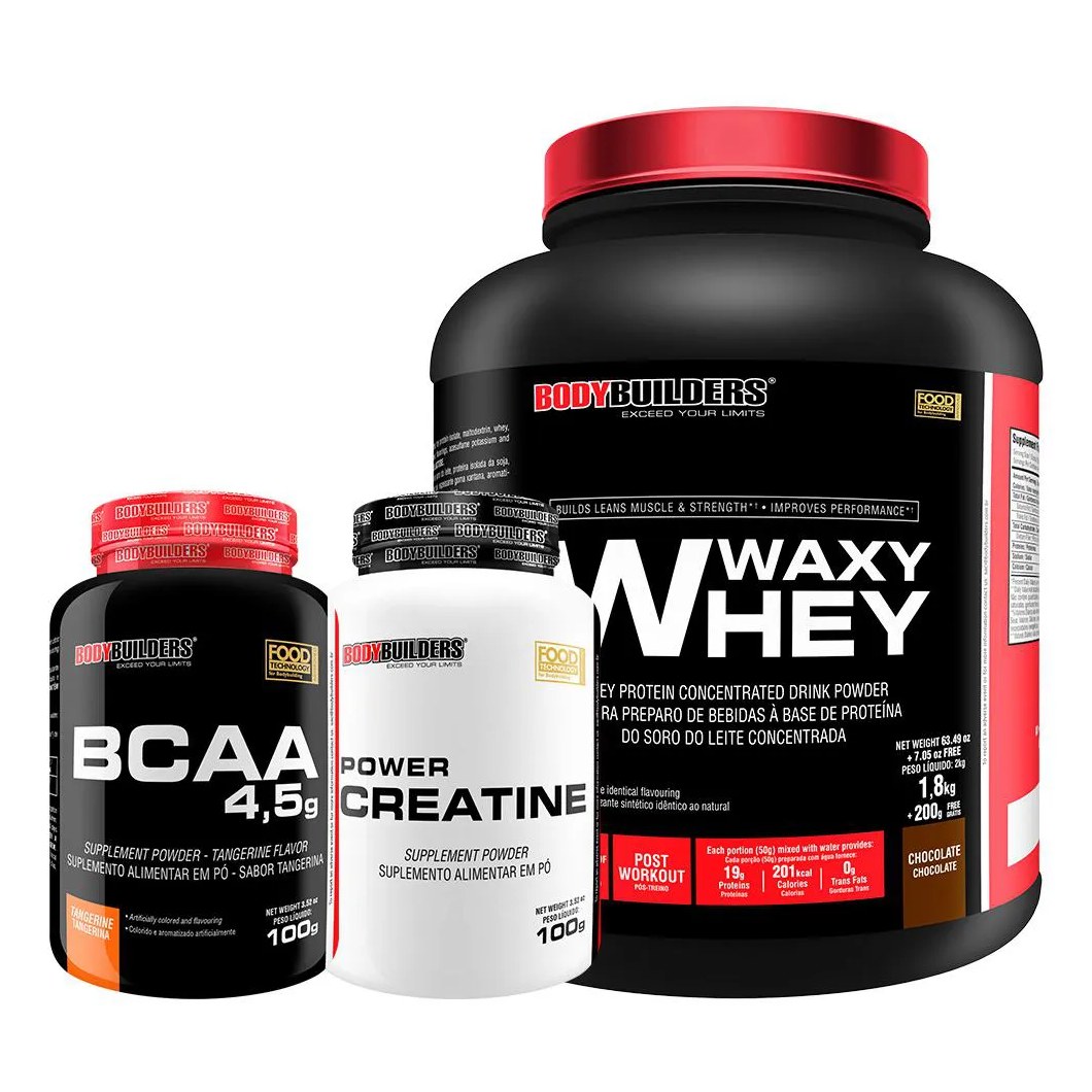 Kit Waxy Whey 2kg + Bcaa 4.5 100g + Power Creatina 100g – Bodybuilders Chocolate