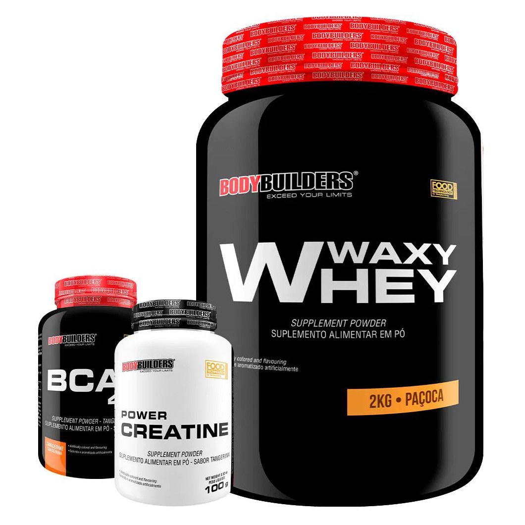 Kit Waxy Whey 2kg + Bcaa 4.5 100g + Power Creatina 100g – Bodybuilders Paçoca