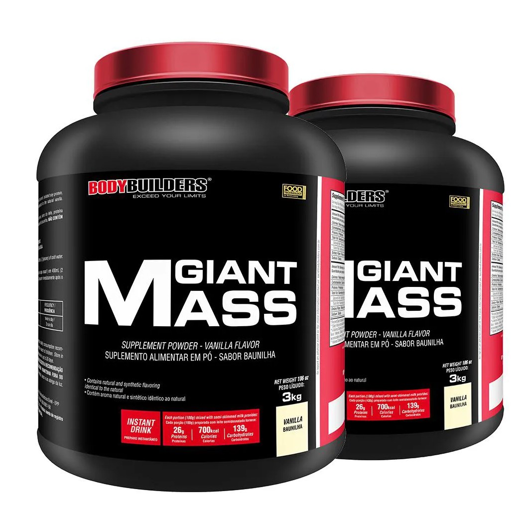 Kit Hipercalórico BodyBuilders Giant Mass Baunilha 3kg 2 unidades