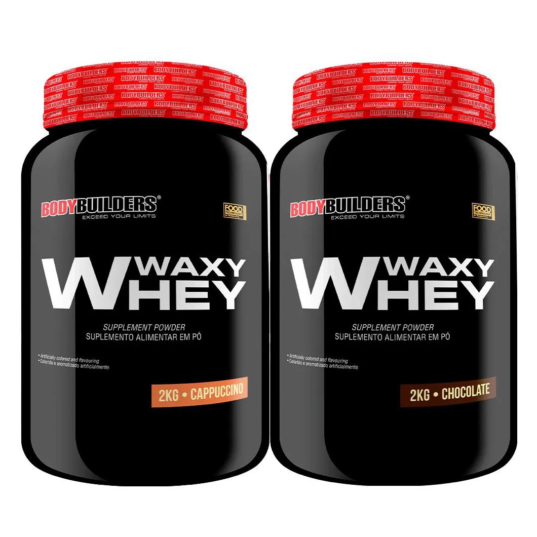 2x Whey Protein Waxy Whey (35%) - 2kg - Bodybuilders Chocolate e Cappuccino