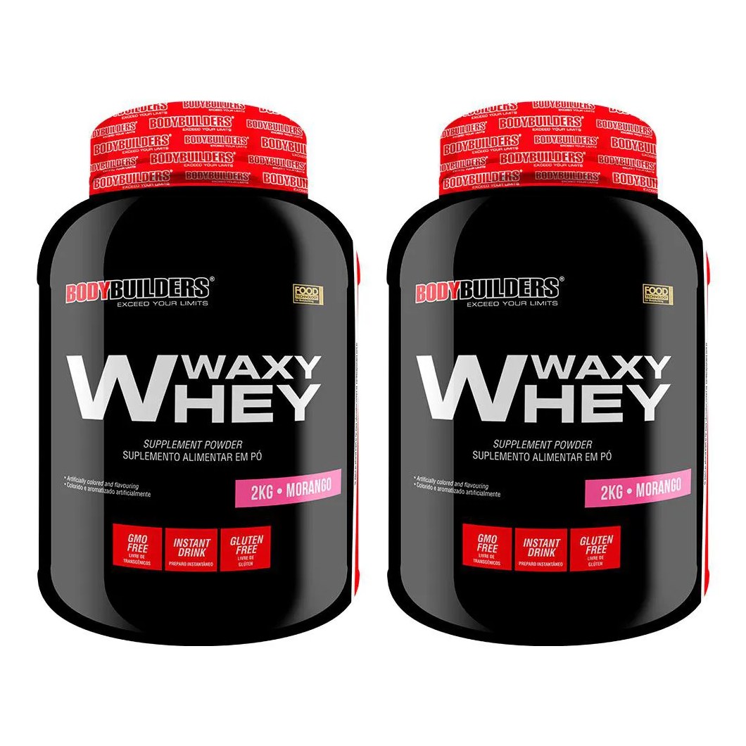 2x Whey Protein Waxy Whey (35%) - 2kg - Bodybuilders Morango e Chocolate