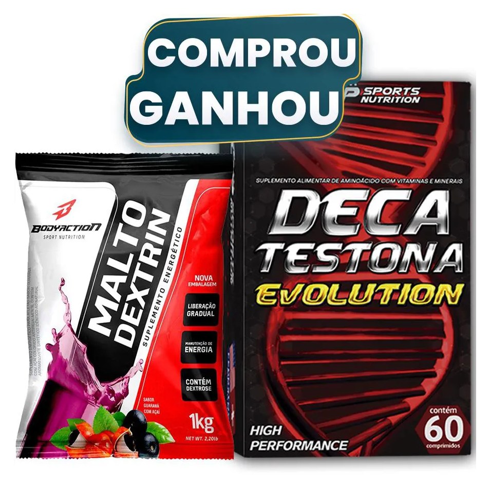 Maltodextrina Mais Energia 1kg + Deca Testona Evolution Morango