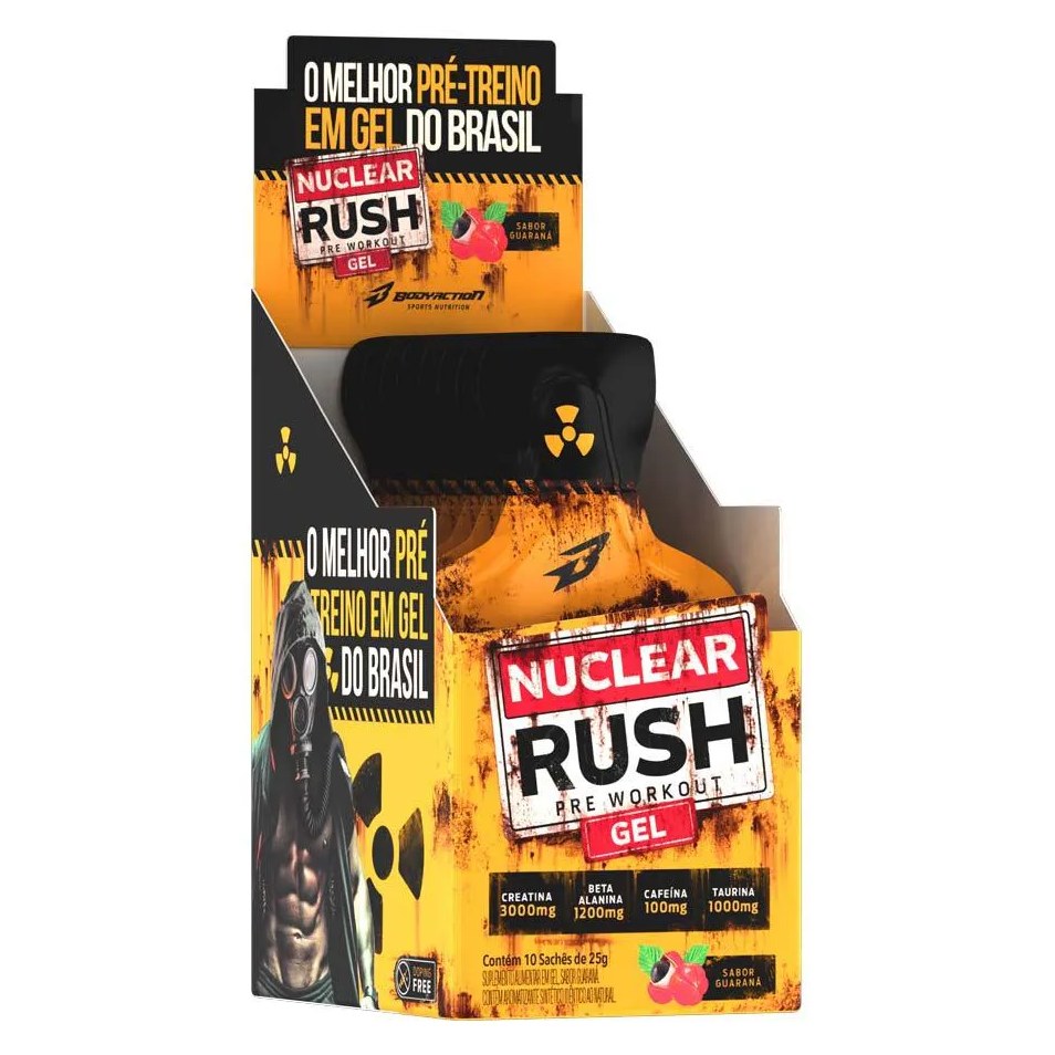 PRE TREINO NUCLEAR RUSH GEL 10 SACHêS BODYACTION GUARANA ACAI