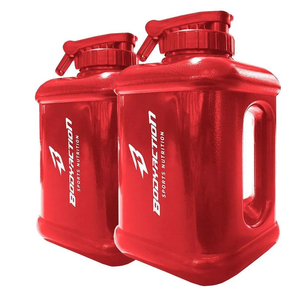 2x Galão Garrafa Água Bebida Academia 1,6 Litros Vermelho