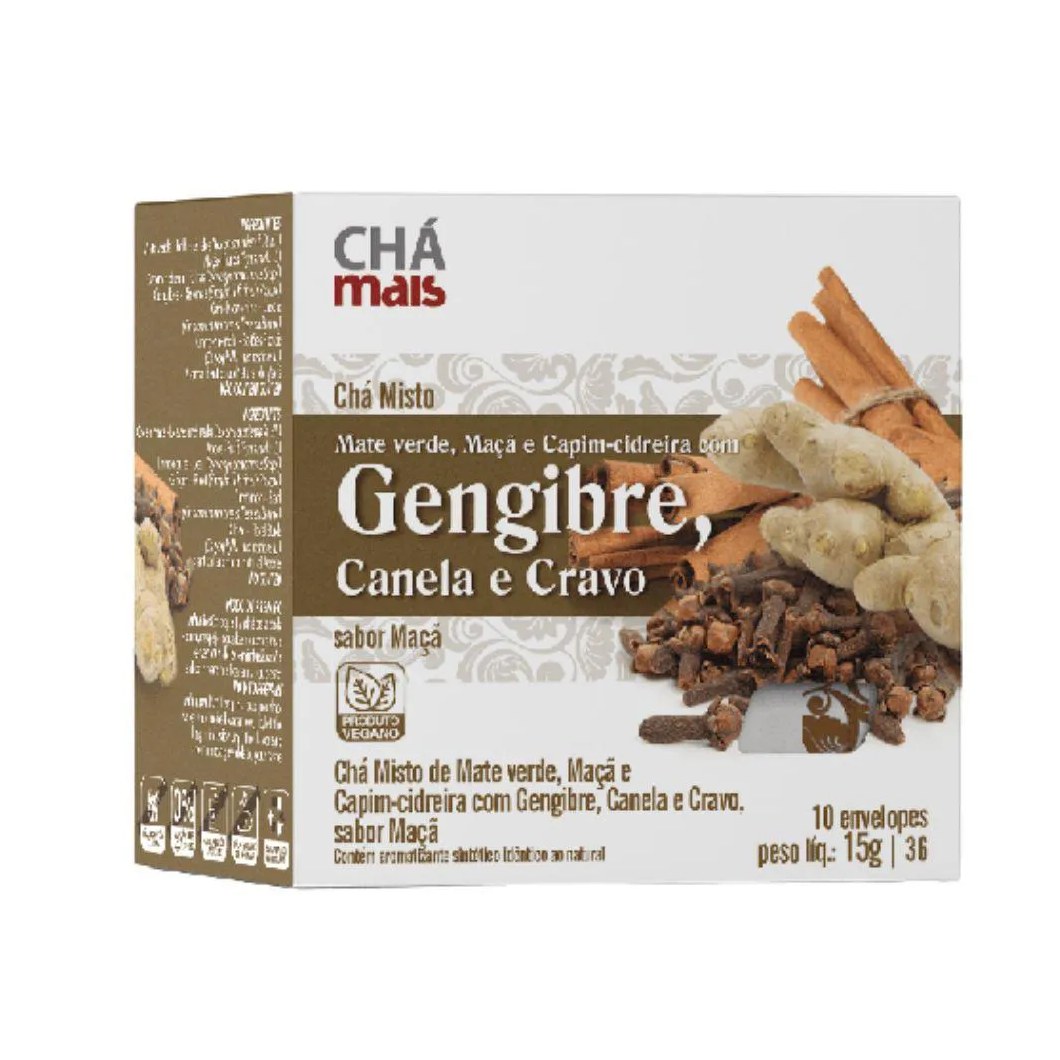 Chá Misto de Gengibre, Cravo e Canela 10 Sachês - Chá Mais