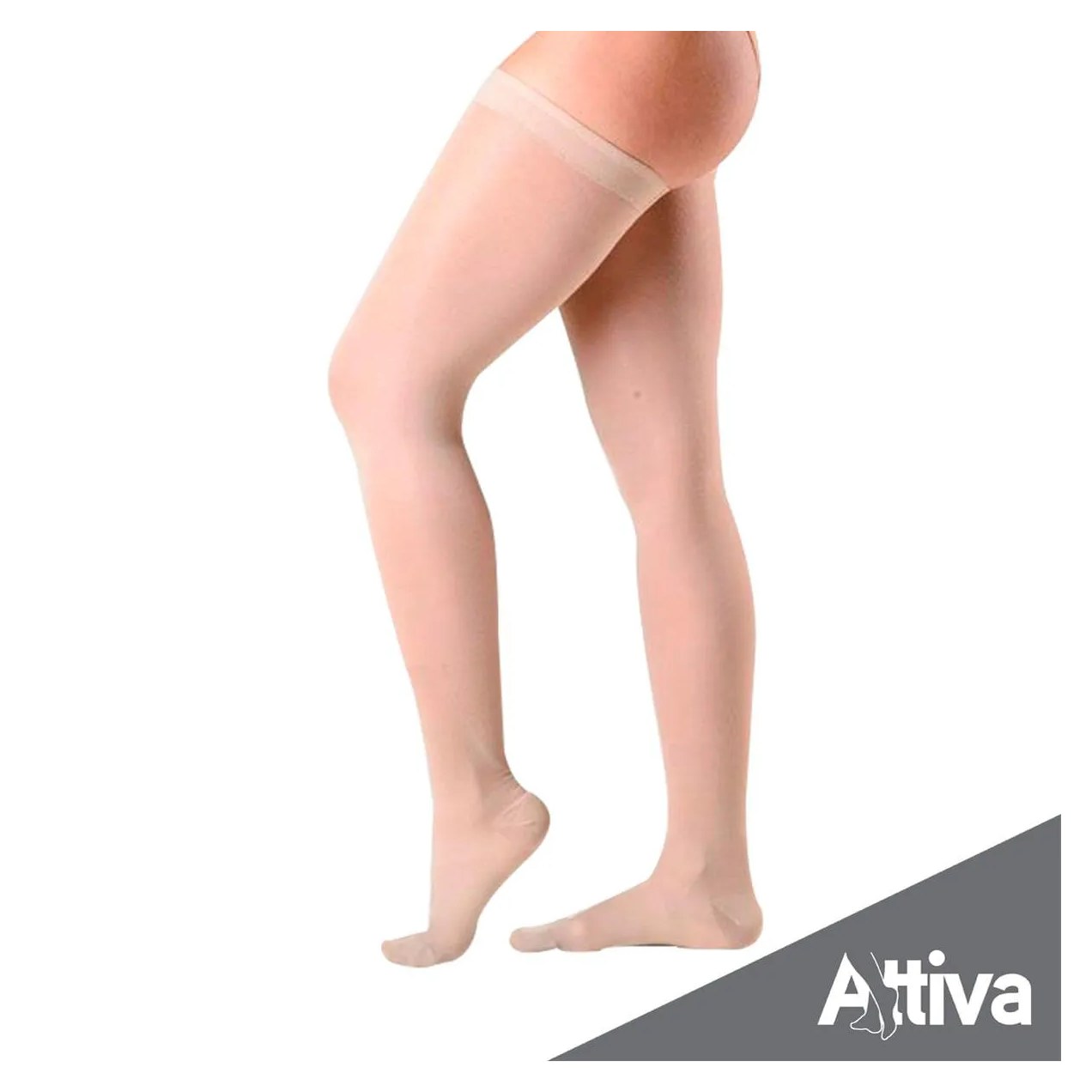 Meia Coxa 7/8 Attiva Media Compressao 18-21 Fem Fechada Natural P