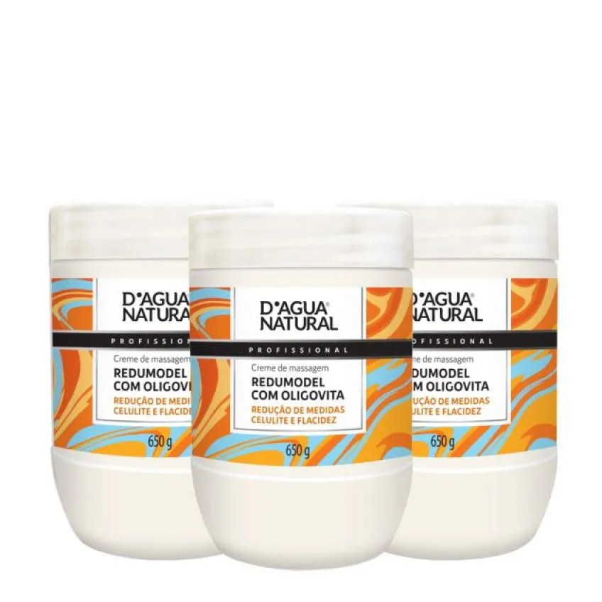 Kit Creme de Massagem Redumodel com Oligovita D'agua Natural 650g 3 unidades