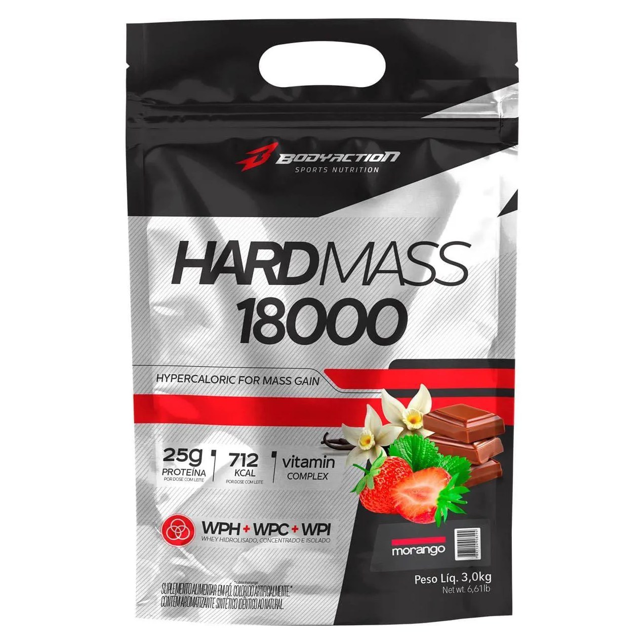 Suplemento Body Action Hard Mass 18000 Morango 3kg