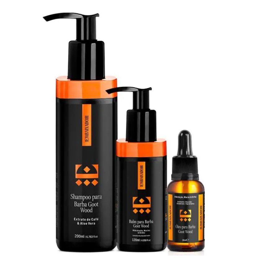 Kit Barba Goot Wood - Óleo + Balm + Shampoo Barba Embaixador 200ml