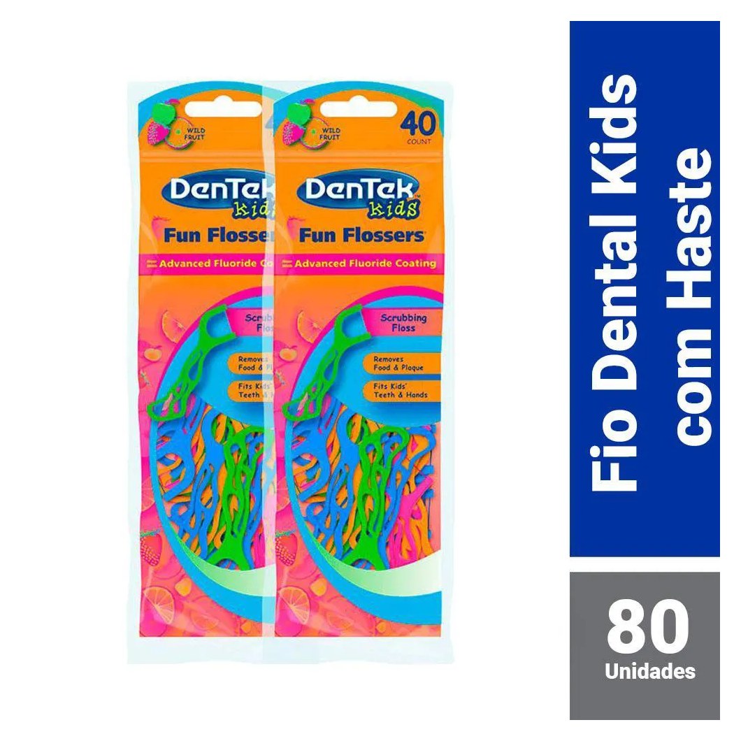 Kit Fio Dental Kids DenTek Fun Flossers 80 unidades