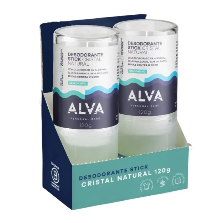 Desodorante Natural Pedra Cristal Alva Alemanha Kit 2 120g