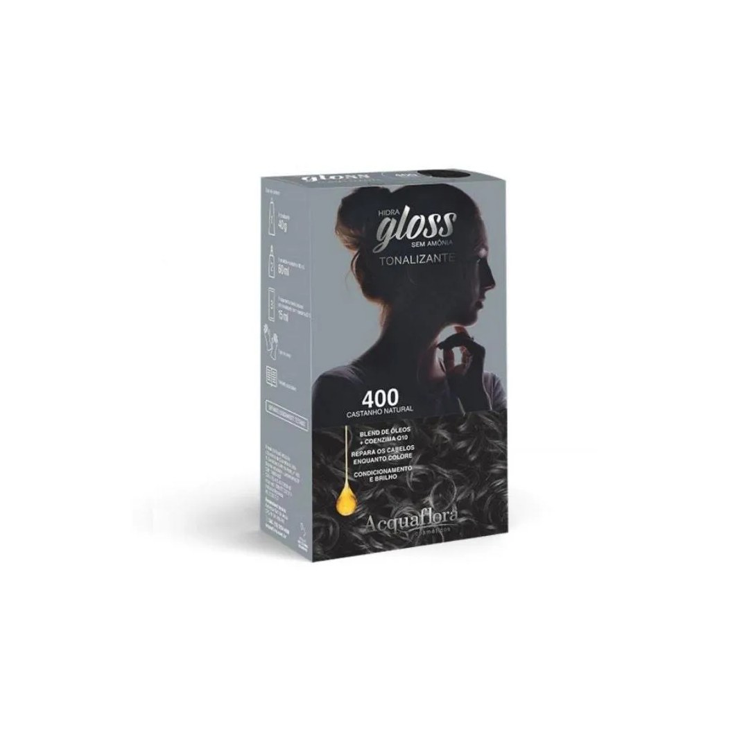 Tintura Tonalizante Acquaflora Kit Hidra Gloss 400 Castanho Natural