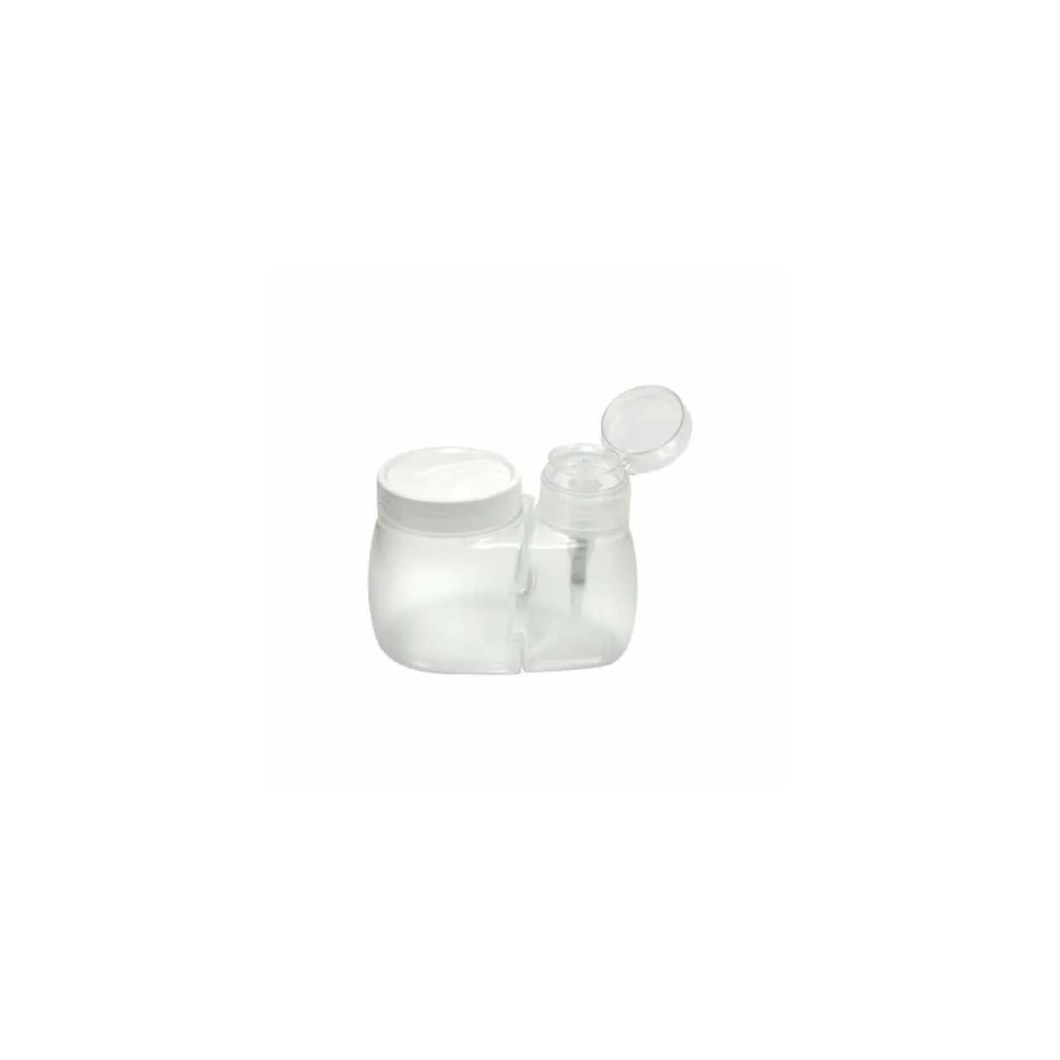 Porta Acetona 150ml com Porta Algodão Santa Clara Transparente