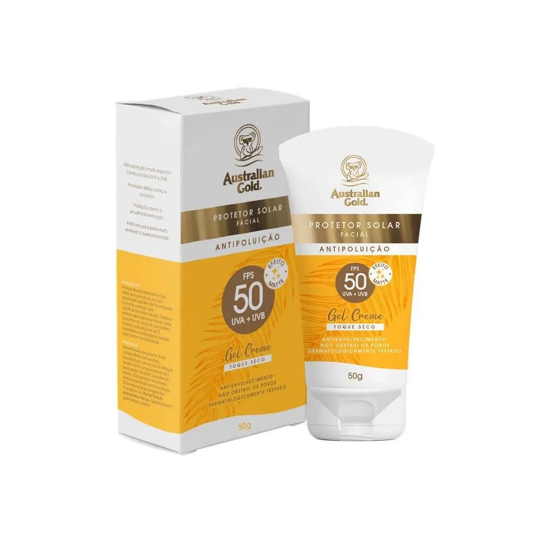 Protetor Solar Facial Australian Gold Gel Creme Fps50 50gr